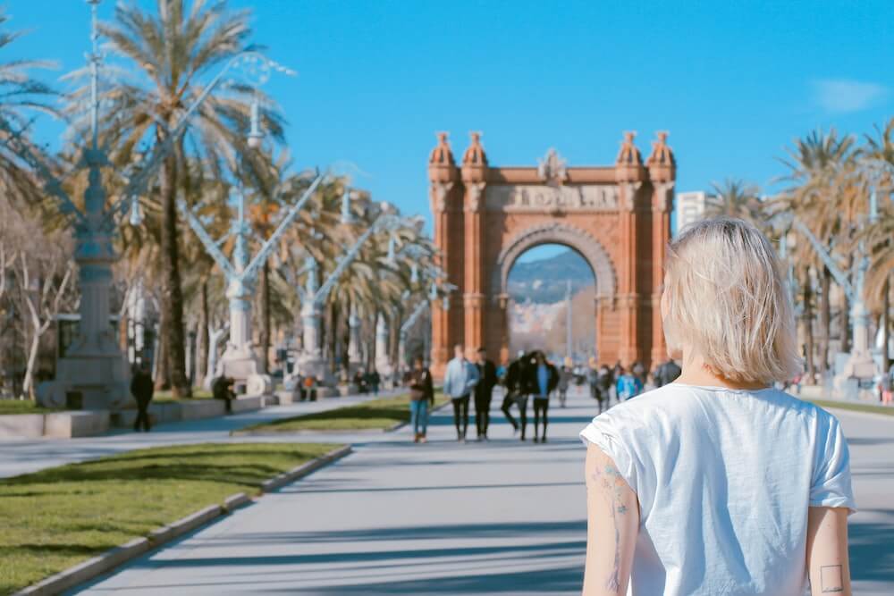 A female solo traveller in Barcelona, Spain.