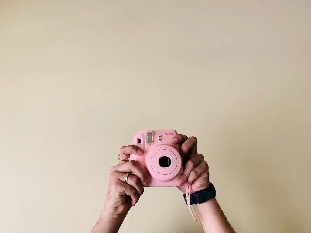 Pink Fujifilm Instax camera