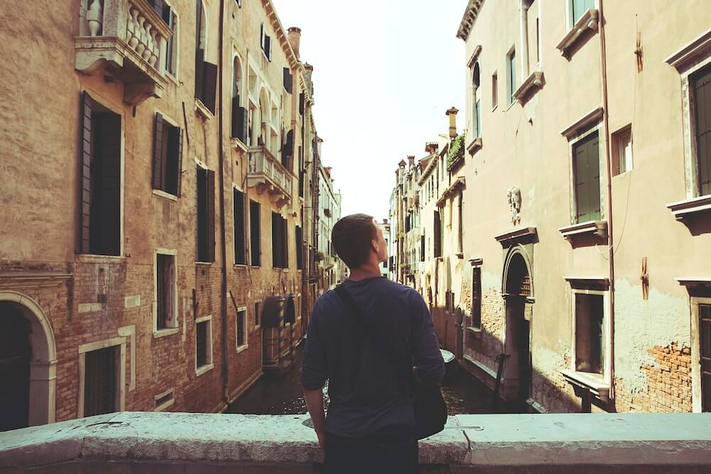 A male solo traveller in Venice, Italy. Solo travel is boring if you worry too much about people's opinions.