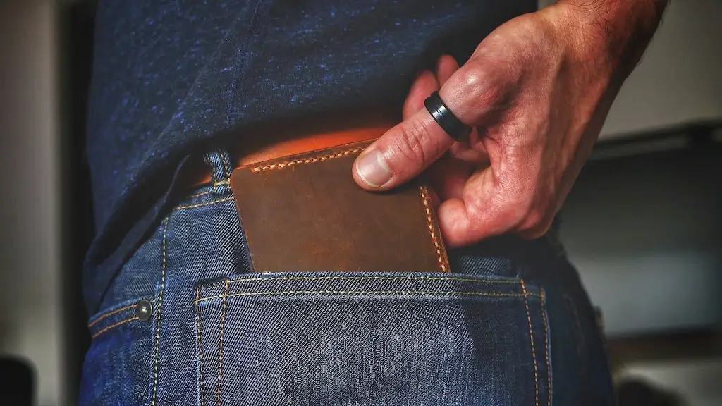 A wallet being pulled out of a man's pocket.