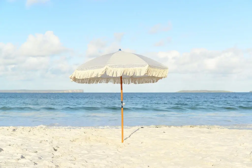 An umbrella on a beach in Australia.
