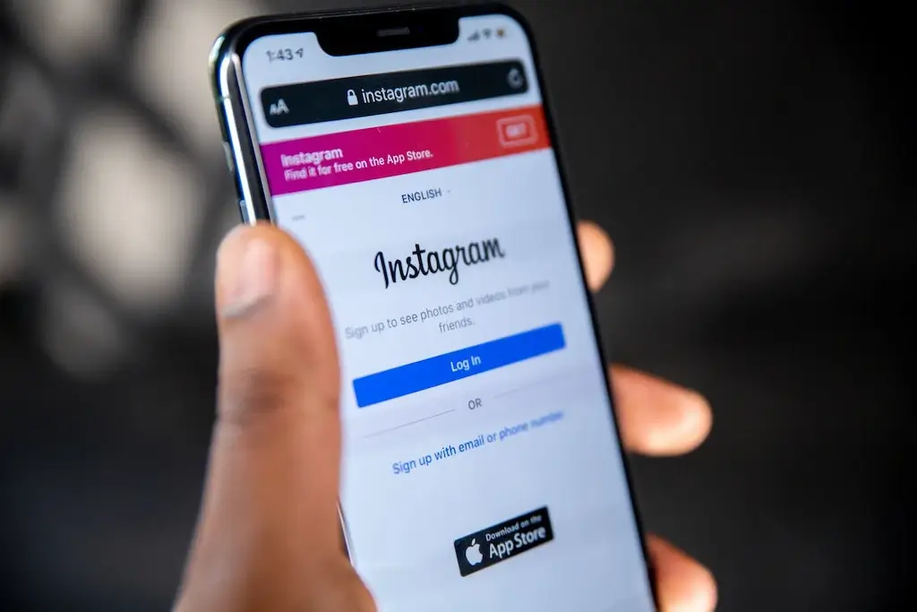 The login page of Instagram on a smartphone