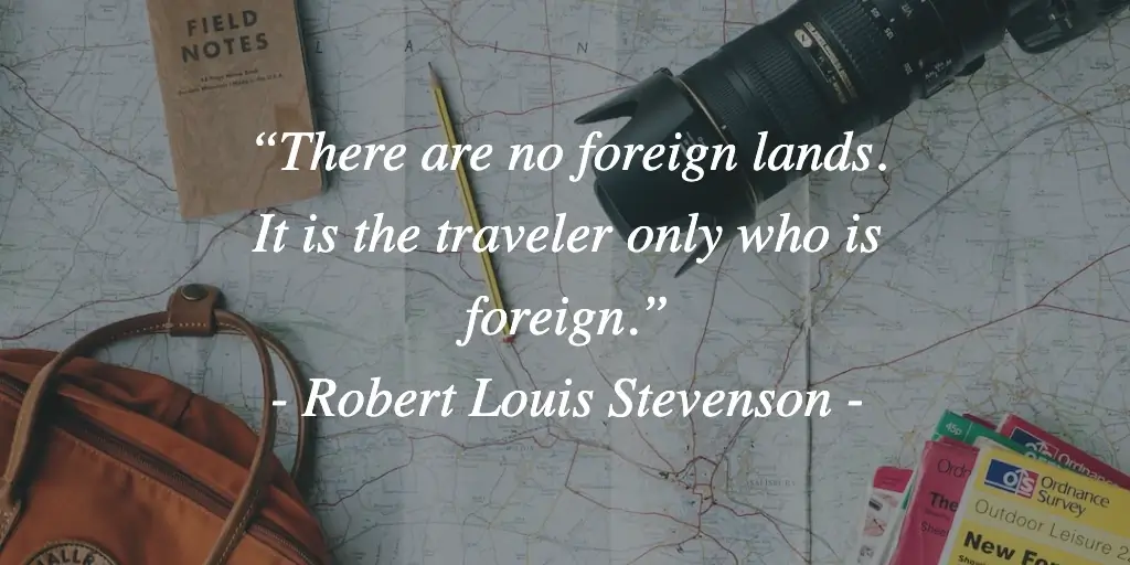 A quote about wanting to travel alone by Robert Louis Stevenson