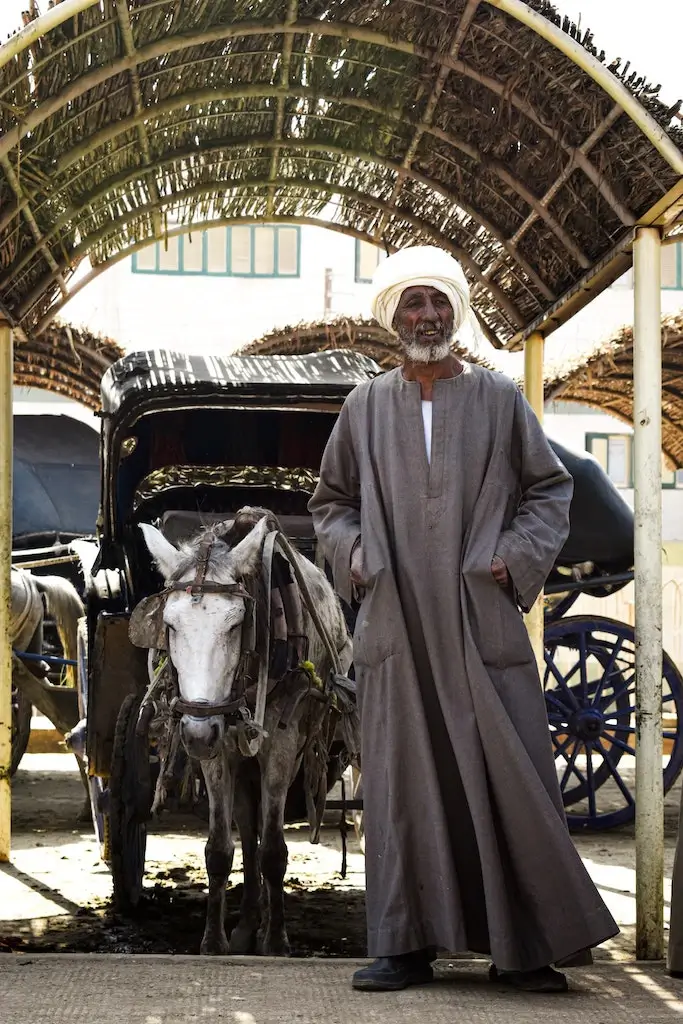 Man selling donkey rides in Egypt.
