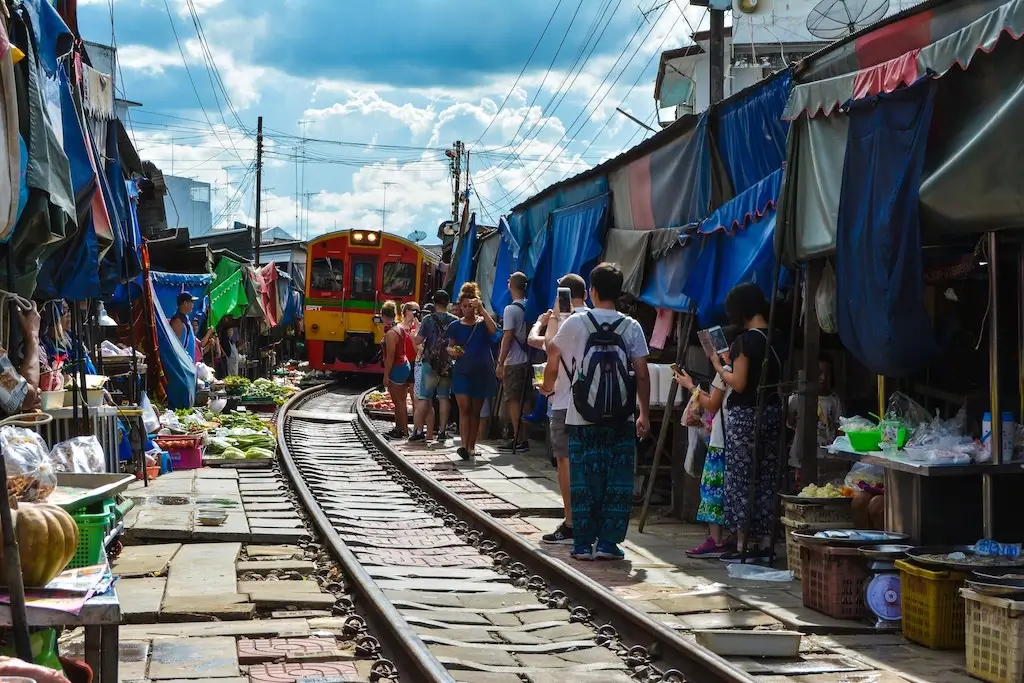 Train market in Bangkok, Thailand
