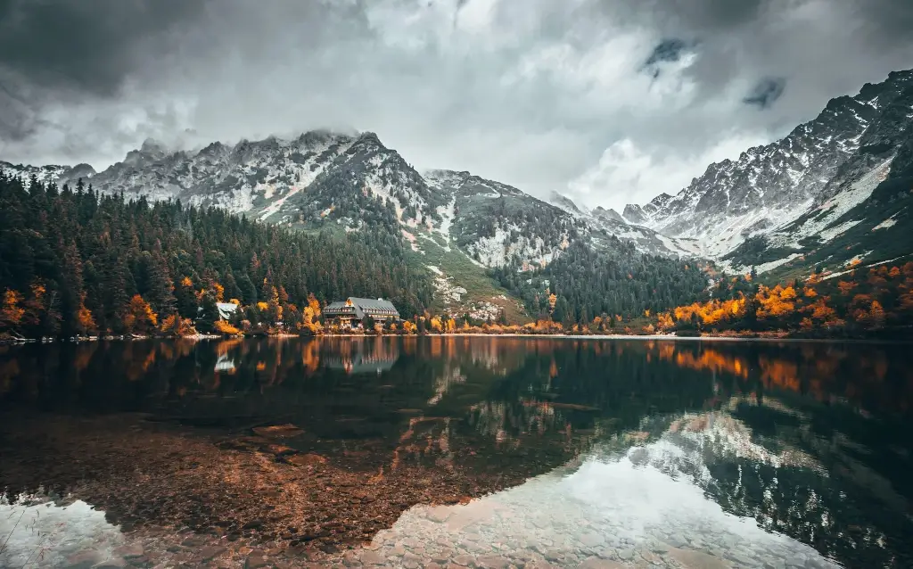 Lake surrounded by the High Tatras Mountains in Slovakia. 