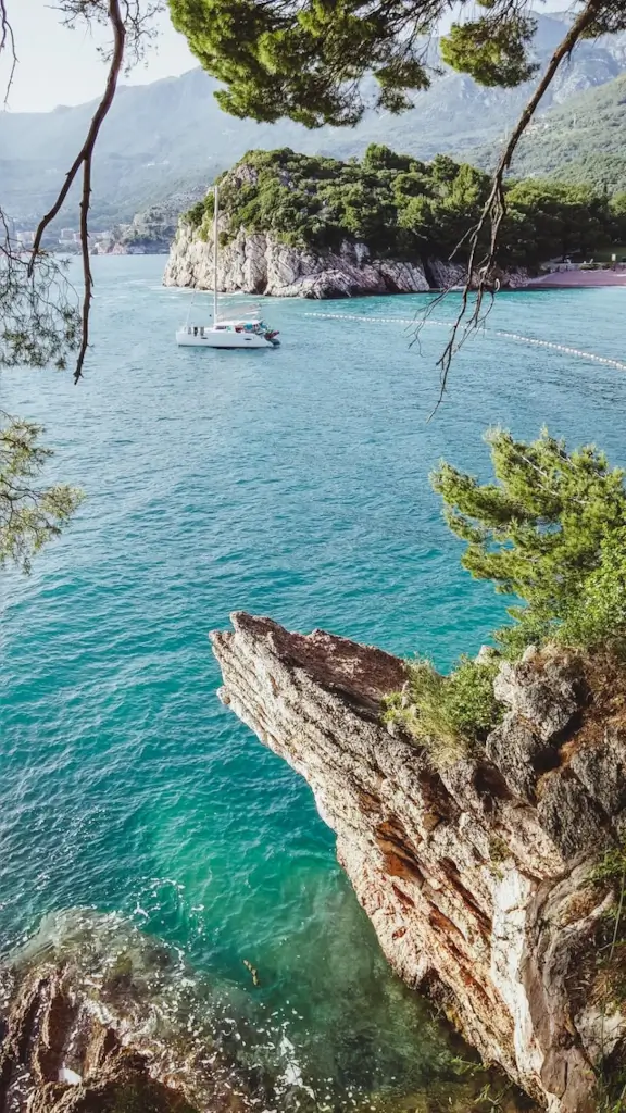 Sveti Stefan on the Mediterranean Sea in Montenegro. 