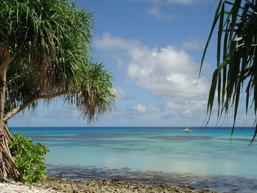 A tropical beach in Tuvalu. 