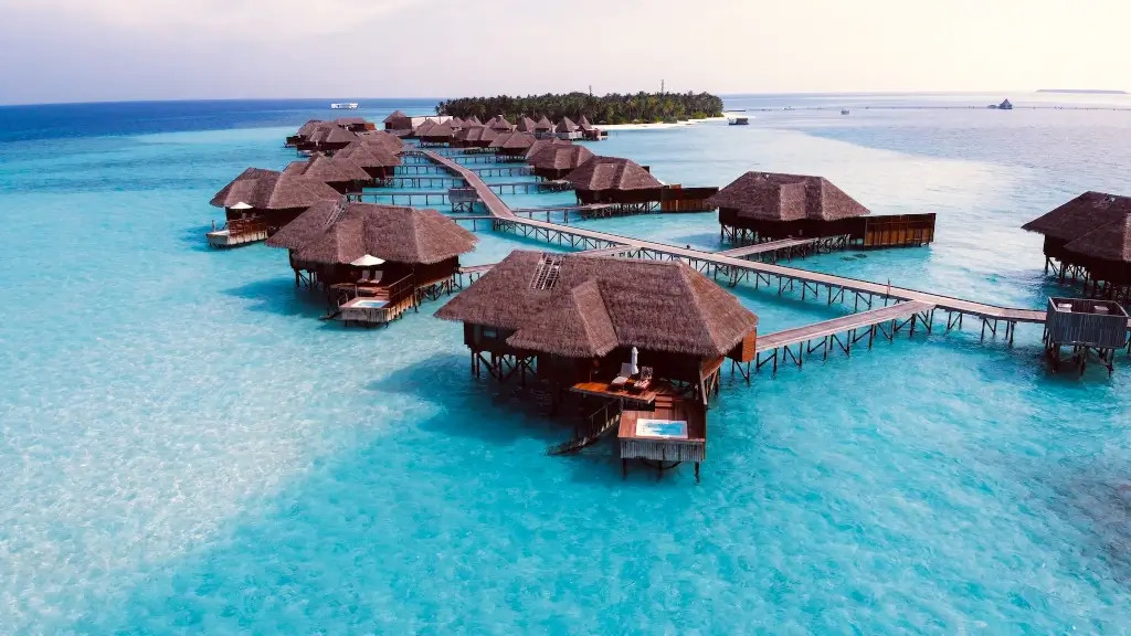 Bungalow villas over the water in the Maldives. 